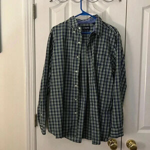 Chaps Men’s Large Button Up Shirt Blue Green